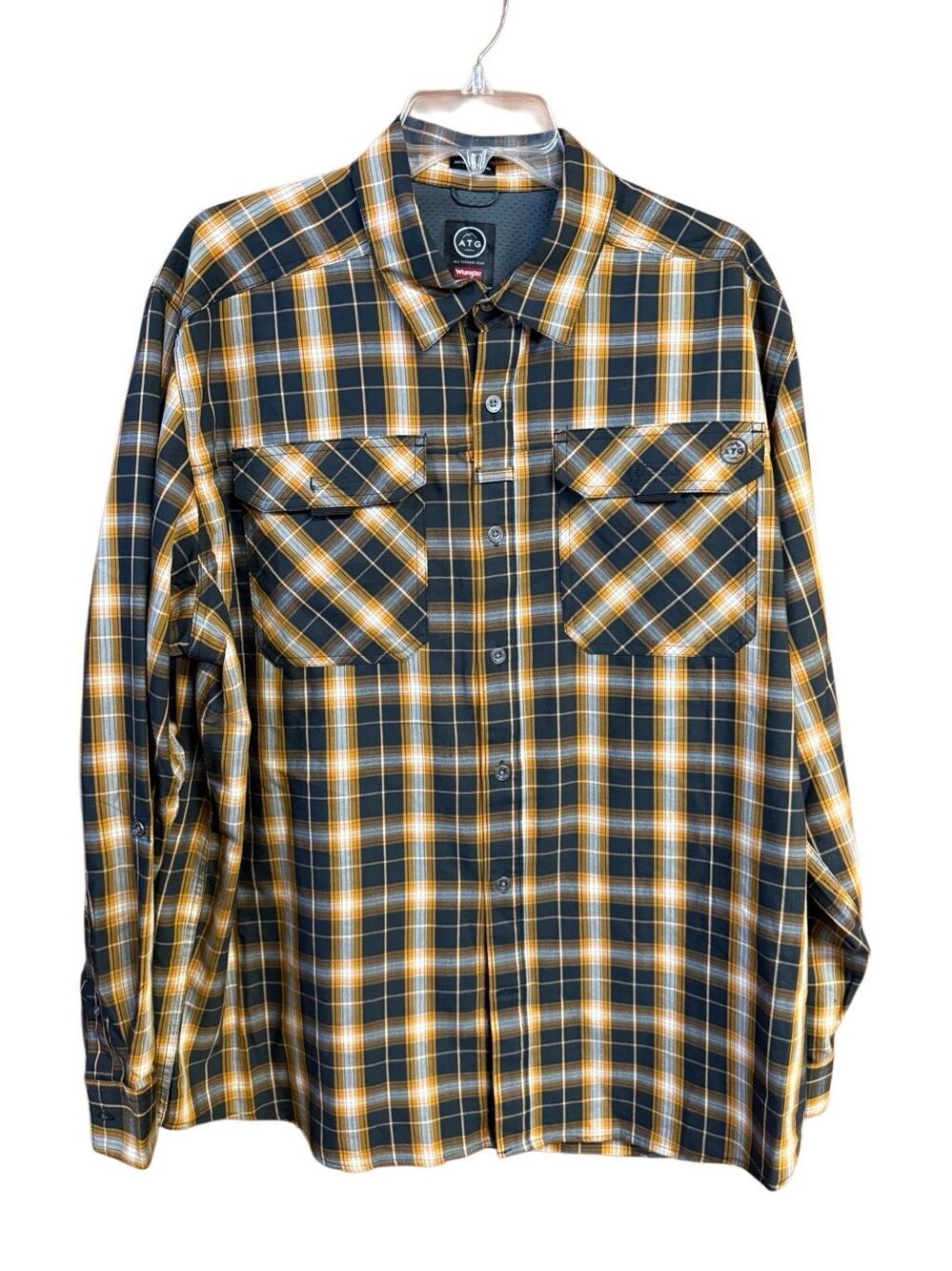 Wrangler ATG All Terrain Gear Long Sleeve Plaid Shirt Sz XL NWOT